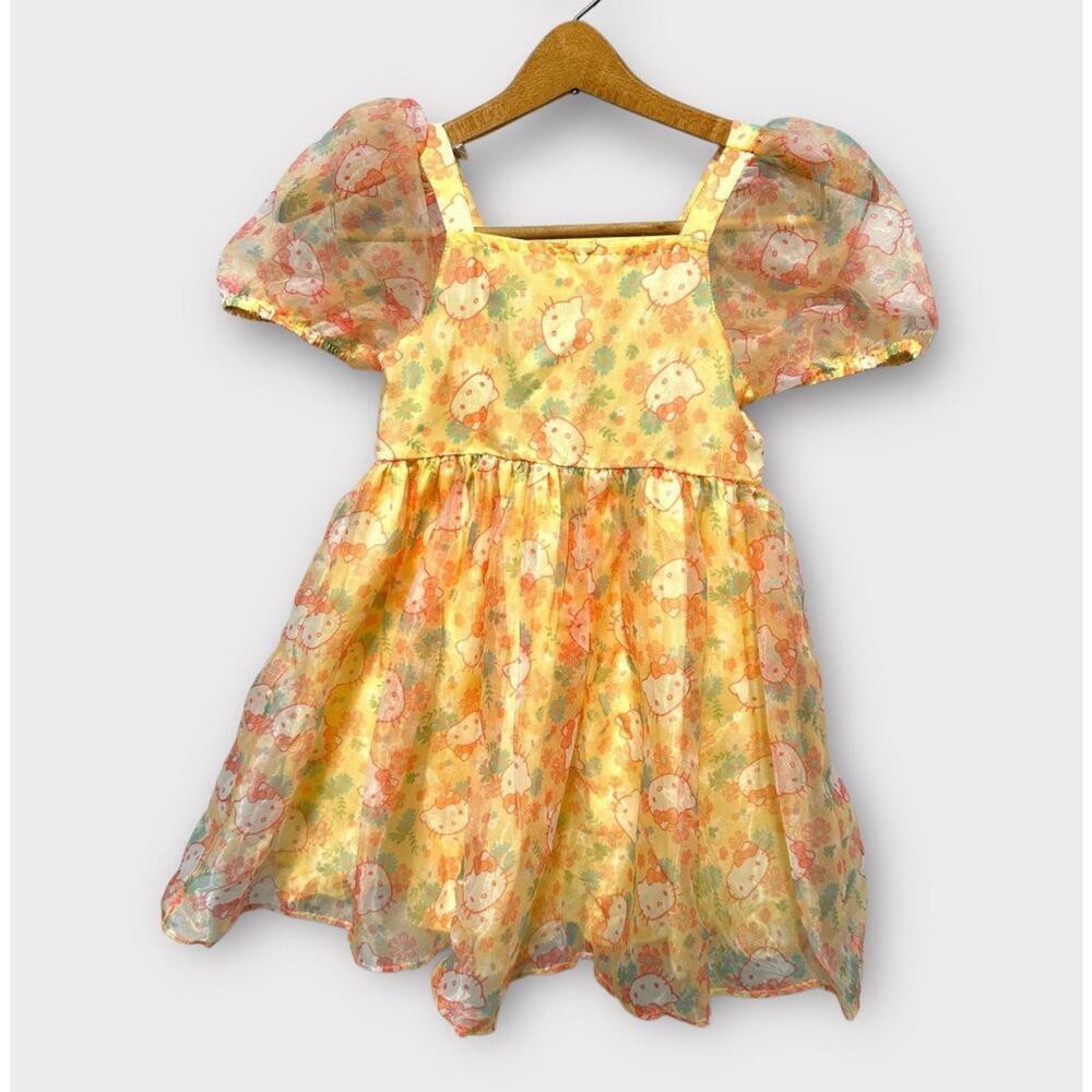 Hellow Kitty by Sanrio Girls Dress Tulle Fit-Flare Yellow Orange Size M (7/8)